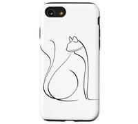 Cat One Line Drawing Feline Coque pour iPhone SE (2020) / 7/8