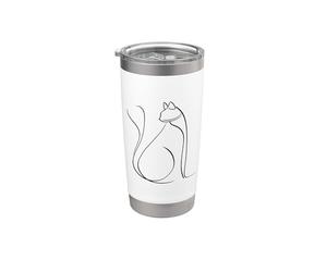 Cat One Line Drawing Feline Gobelet isotherme en acier inoxydable double paroi
