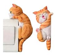 Cat Outlet Stickers - 2d Removable Light Decals, Cute Wall Decal, Decoration Playful Interior Design | Suitable Room Creative Decor for Rooms Home Office Kids Bedroom Kitchen Nursery Bathroom