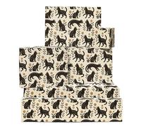 Cat Papier Cadeau - 6 Feuilles Papier Cadeau For Wohommes Filles Cat Lovers - Anniversaire Noël Mariage Anniversaire - Black Kitty Playful Pets Beige Design - Comes With Tags By Central 23