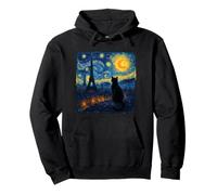 Cat Paris Eiffel Tower Starry Night Van Gogh Inspired Art Sweat à Capuche