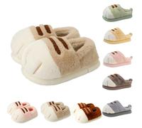 Cat Paw Slippers, Cat's Paw Slippers Winter Warm Furry Bedroom House Shoes, Funny Cat Paw Shoes for Indoor (Beige B,40-41)