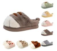 Cat Paw Slippers, Cat's Paw Slippers Winter Warm Furry Bedroom House Shoes, Funny Cat Paw Shoes for Indoor (Coffee color A,38-39)