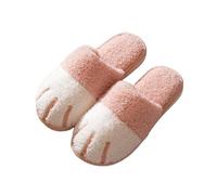 Cat Paw Warm Slippers For Women Winter Plush House Cute Couple Indoor Bedroom Fuzzy Shoes Pour l'intérieur et l'extérieur(Pink,40-41)