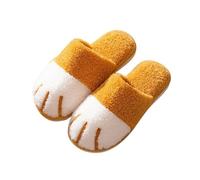 Cat Paw Warm Slippers For Women Winter Plush House Cute Couple Indoor Bedroom Fuzzy Shoes Pour l'intérieur et l'extérieur(Yellow,38-39)