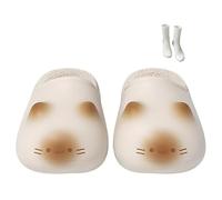 Cat Paws Footprints Fluffy Plush Fleece Height Increase Slippers, Cat Paw Slippers,Soft Warm Cozy To The Touch for Winter (White,7-8)