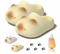 Cat Paws Footprints Fluffy Plush Fleece Height Increase Slippers,Couple Cat Paw Slippers with Paw Prints on the Soles,Cute Animal Ultra-Thick Slipper Home Shoes,Winter Girls Gift Idea (B 38/39)