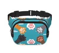 Cat Paws Sac de taille unisexe réglable carré double couche pour activités de plein air voyage course randonnée, Noir , Taille unique
