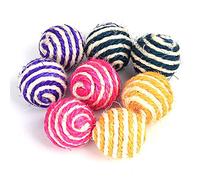Cat Pet Sisal Rope Weave Teaser Play Hochet à mâcher Scratch Catch Toy Double collier pour chien (couleur aléatoire, taille unique)