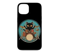 Cat Playing Drums Drumming Drummer Rock Music Baguettes de Batterie Coque pour iPhone 13