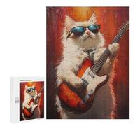 Cat Playing Guitar Art Print Puzzle 1000 Pièces Educa Jouet en Bois Cadeau Unique Décoration Intérieure Jeu Éducatif Challenge Toy Adultes Et Enfants À Partir De 14 Ans 500 PCS