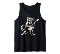 Cat Playing Guitar Cat Rock And Roll Cat Rock Star Funny Cat Débardeur