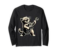 Cat Playing Guitar Cat Rock And Roll Cat Rock Star Funny Cat Manche Longue
