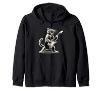 Cat Playing Guitar Cat Rock And Roll Cat Rock Star Funny Cat Sweat à Capuche