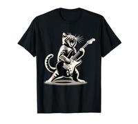 Cat Playing Guitar Cat Rock And Roll Cat Rock Star Funny Cat T-Shirt