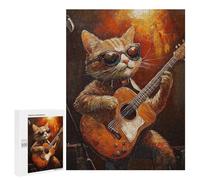 Cat Playing Guitar Painting Puzzle 500 Pièces Educa Jouet en Bois Cadeau Unique Décoration Intérieure Jeu Éducatif Challenge Toy Adultes Et Enfants À Partir De 14 Ans 500 PCS