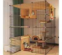 Cat Playpen - Cat Cage, Pet PLAYPEN, Cat Pen Exercice Yard Cage Cage avec Porte et litière fermée Cat Boîte DIY Pets Play Play pour Pet FANDIAO