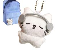 Cat Plush Pendant - Cartoon Animal Bag Charm Key Ring for Decoration | Soft Plush Material with Metal Clip Attachment, Backpack Accessory Ornament for Everyday School Travel Gift Use