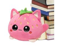 Cat Plush Toy - 7.87 inch strawberry cat plush doll | short plushs cute - Strawberry kitten plushs toy with PP cotton filling, soft strawberrys design decoration for bedroom desk or gift use