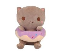 Cat Plush Toy, Comfortable Doll with Donut, 9.06x9.06x9.84 inches Decorative Kitten Plushy, Soft Sleeping Pillow, Cute Hugging Cushion, Perfect for Bedroom Sofa Nursery Gift Kids Adults Home Decor