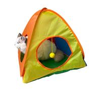 Cat Portable Tent, Kitten Exercise Shelter, Interactive Travel Crate, 19.69x18.11 inches, Colorful Foldable Enclosure, Lightweight Design, Ideal for Garden, Lawn, Balcony, Living Room, Pets