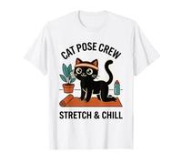 Cat Pose Crew Stretch & Chill Yoga Lover Entraînement Amusant pour Les Amoureux des Chats T-Shirt