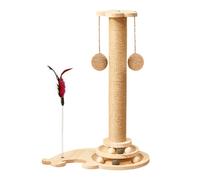 Cat Post, Kitten Toy, Pet Teaser, Scratch Pole, Puzzle Base, Claw Pad, Play Perch, Exercise Gear, Feline Fun, Indoor Trainer with 4-in-1 Design for Active Cats, 19.69x14.57x3.94 inches