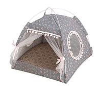 Cat Princess Indoor Tent, maison de compagnie de compagnon de compagnie de nid de grotte florale, pliage de chat de chat pliant des tentes de chien respirant de moins de 2,5 kg - gris foncé / m