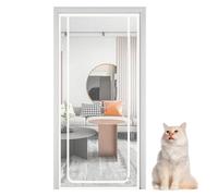Cat Proof Door Curtain - Pet Proof Screen Door | Cat Screen Doors | Heavy Duty Zippered PetProof Mesh | 90x220cm Cats Screens Doors Barrier Indoor | Kitten Doggy Home Bedroom Living Room