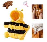 Cat Puppy Plush Outing Backpack,Cute Bear Bee Design Carrier Bag,Foldable Warm & Breathable Pet Costume Winter Travel Bag for Kitten Small Dog (Bee, M)