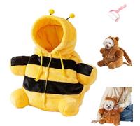 Cat Puppy Plush Outing Backpack,Soft Folding Bear Dog Bag,Cozy Cute Bee Anti-Escape Carrier Bag with Adjustable Shoulder Straps for Kitten Cat Small Dog (Bee, M)