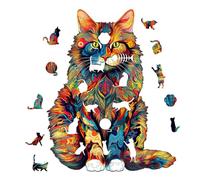 Cat Puzzle | Cat Wooden Jigsaw Puzzles | Animal Puzzles for Adults Kids Teens, Unique Pet Shaped Wood Gift, Wooden Animal Jigsaw Puzzle for Family Friends, Fun Theme Brain Teaser Toy