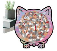 Cat Puzzle Cute Funny Decor with Photo Frame 135 Pieces Wooden Puzzles for Adults Storage Box Family Friend Animal Lover Challenge Play