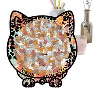 Cat Puzzle Cute Funny Decor with Photo Frame 135 Pieces Wooden Puzzles for Adults Storage Box Family Friend Animal Lover Challenge Play