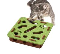 Cat Puzzle Feeder, Interactive Treat Dispenser, Sensory Foraging Bell Toy, Mental Stimulation Slow Feeding Aid for Indoor Outdoor Travel Crate Training, 11.81x11.81x2.95 inches