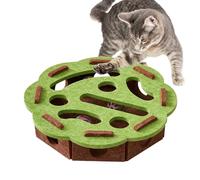 Cat Puzzle Feeder, Interactive Treat Dispenser, Sensory Foraging Toy with Bell, 11.81x11.81x2.95 inches, Encourages Mental, for Boredom Training Indoor Outdoor Travel Kitten Senior
