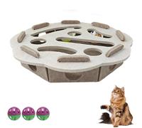 Cat Puzzle Felt Maze Box Cat Toys, Cat Scratch Puzzle Enrichment Box, Interactive Puzzle Toy for Indoor Cats, Pet Maze and Boxes Game, Stimulate Kittern Energy and Instincts (Lace Camel-White)