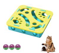 Cat Puzzle Felt Maze Box Cat Toys, Cat Scratch Puzzle Enrichment Box, Interactive Puzzle Toy for Indoor Cats, Pet Maze and Boxes Game, Stimulate Kittern Energy and Instincts (Square Yellow-Blue)