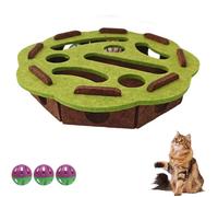 Cat Puzzle Felt Maze Box Cat Toys, Cat Scratch Puzzle Enrichment Box, Interactive Puzzle Toy for Indoor Cats, Pet Maze and Boxes Game, Stimulate Kittern Energy and Instincts (Lace Green-Brown)
