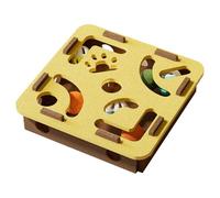 Cat Puzzle Maze Toy, Interactive Scratching Board with Bell Track, Teething,Training Play Tool, Perfect for Kittens, Puppies, Medium Breeds, Cage, Living Room, Indoor Exercise, 30x30x7.5cm Felt