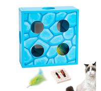 Cat Puzzle Toy - Automatique Feather Cheese Box, Interactive Cat Toy With Feather Rotation In Holes Maze, Battery Powered, Intelligent Sensing For Funny Playtime Interactive Cat Puzzle Toy -