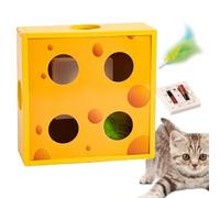 Cat Puzzle Toy - Automatique Feather Cheese Box, Interactive Cat Toy With Feather Rotation In Holes Maze, Battery Powered, Intelligent Sensing For Funny Playtime Interactive Cat Puzzle Toy -