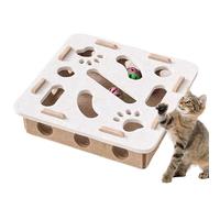 Cat Puzzle Toy, Enrichment Scratching Game, Bell Track Maze Design, Interactive Teething Exercise Tool, Sturdy Multi Level Build, Ideal for Kittens, Puppies, Living Room, 11.81x11.81x2.95 inches