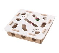 Cat Puzzle Toy, Enrichment Scratching Game, Bell Track Maze Design with Interactive Exercise Toy, Teething Playset for Kittens, Puppies, Large Breeds, 11.81x11.81x2.95 inch