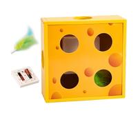 Cat Puzzle Toy, Interactive Cheese Box Feather Maze, Automatic Feather Rotation Cat Toy, Intelligent Cheese Teasing Machine, Interactive Feather Cheese Box, Easy to Use,Portable for Active