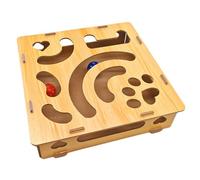 Cat Puzzle Toy - Wood, 12,99 x 12,99 x 3,14 pouces, Interactive Scratcher Box With Bell Balls | Cat Scratcher Pet Supplies For Indoor, Floor Play, Travel, Games, Training, Mental Stimulation