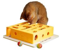 Cat Puzzle Toys, Interactive Felt Intelligence Maze Box with Ball, 13,39 x 13,39 x 3,35 Inches Kitten Treat Distributeur & Stimulates Mental Agility, Pet Accessory for Small, Medium, Large Cats, and