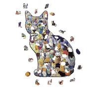 Cat Puzzles - 24x31.9cm Wood Handcrafted Precision Interlock Artwork Brain Teaser, Educational Logic Amusement Present | Animal Shaped Assembly Enhances Focus Patience Creativity During Kids Family Fr