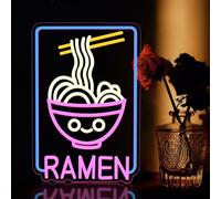 Cat Ramen Panneau néon LED pour décoration murale fenêtre à intensité variable pour restaurant, ramen, boutique, maison, bar, cuisine, salle à manger