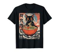 Cat Ramen Shirts Japanese Funny MensGraphic Kawaii Anime Cat T-Shirt